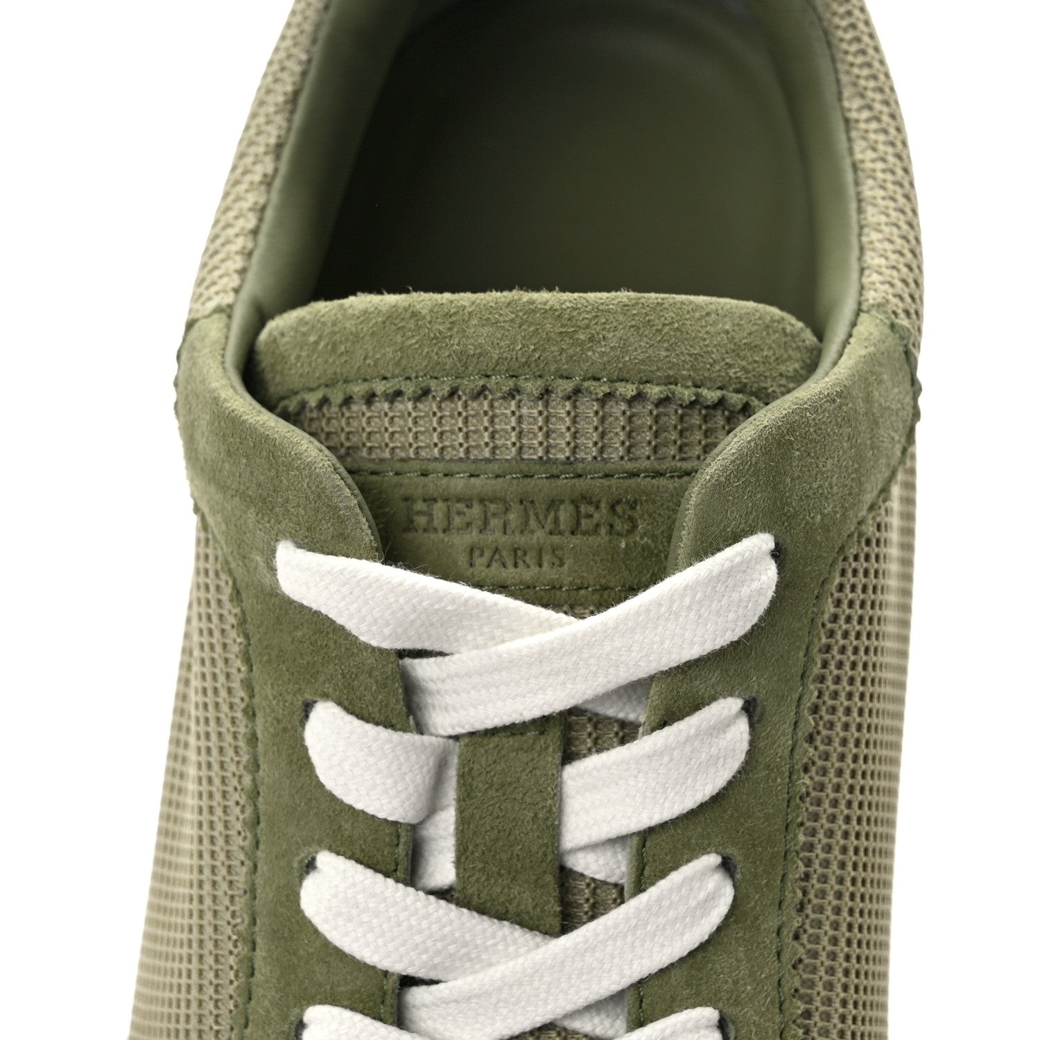 Hermes Air Mesh Suede Goatskin Bouncing Sneakers 37.5 Vert D'eau Celadon 9 of 10
