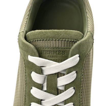 Hermes Air Mesh Suede Goatskin Bouncing Sneakers 37.5 Vert D'eau Celadon 9 of 10