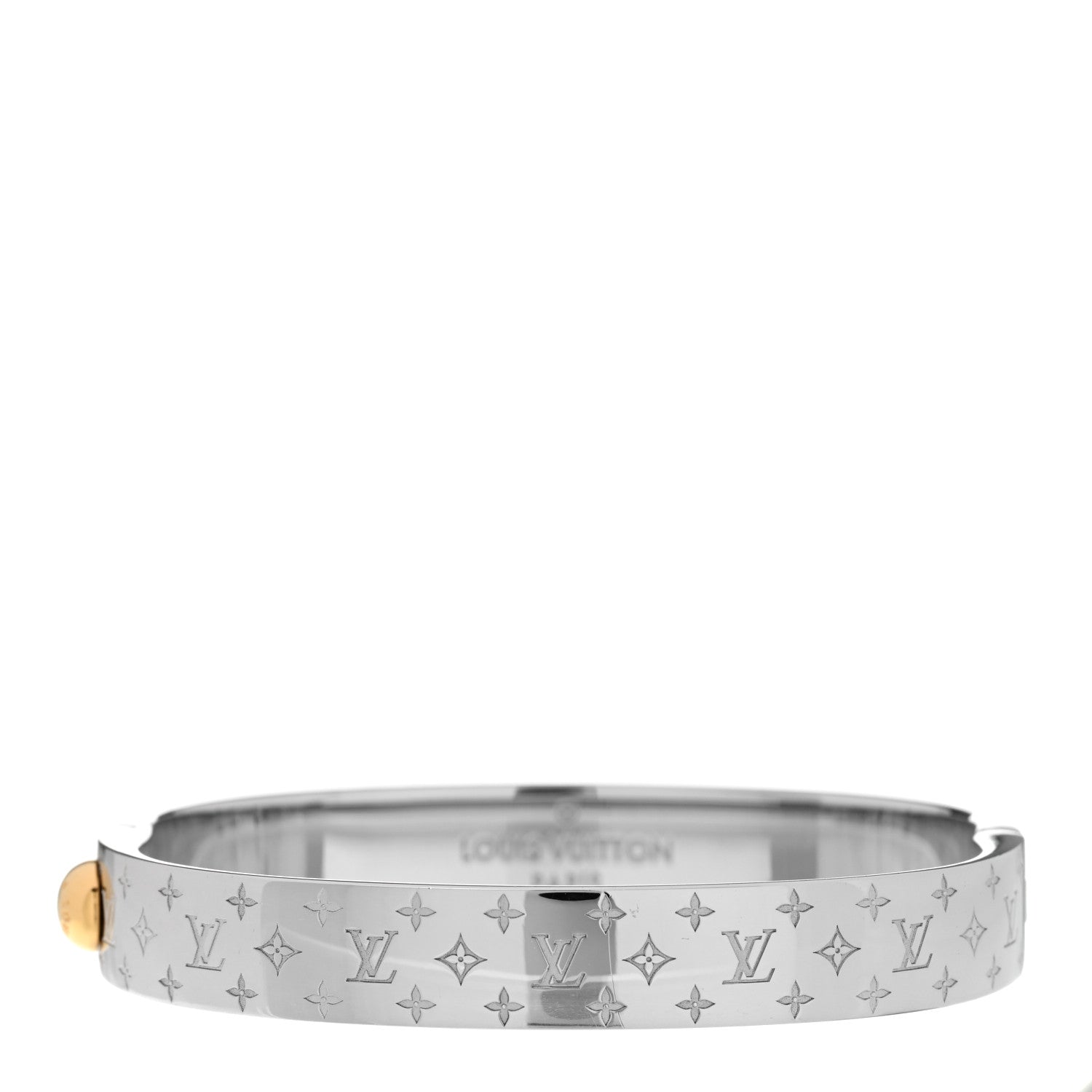 Louis Vuitton Brass Palladium Plated Nanogram Cuff M Silver 1 of 5