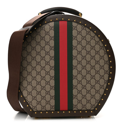 Gucci GG Supreme Monogram Textured Dollar Calfskin Web Small Savoy Hat Box Beige Ebony New Acero 1 of 8