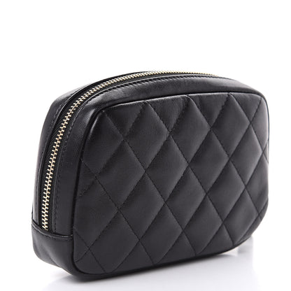Chanel Lambskin Quilted Small Curvy Pouch Cosmetic Case Black 3 of 8