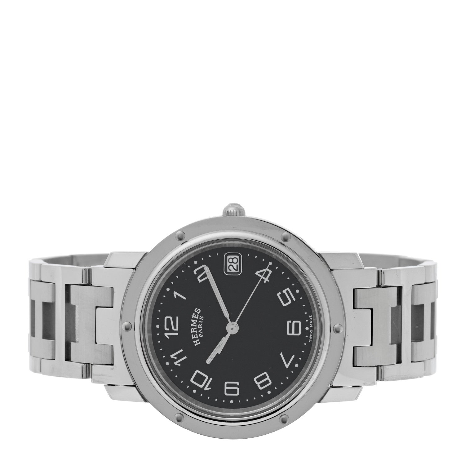 Hermes Stainless Steel 36mm Clipper Quartz Watch Black 2 of 4