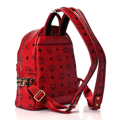 MCM Visetos Side Stud Mini Stark Backpack Ruby Red 2 of 9