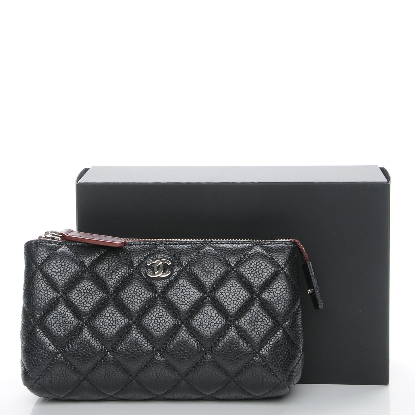 Caviar Quilted Small Cosmetic Case Black