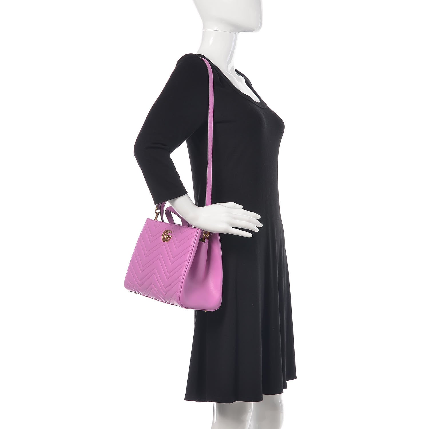 Gucci Calfskin Matelasse Small GG Marmont Tote Candy Mousse 2 of 9
