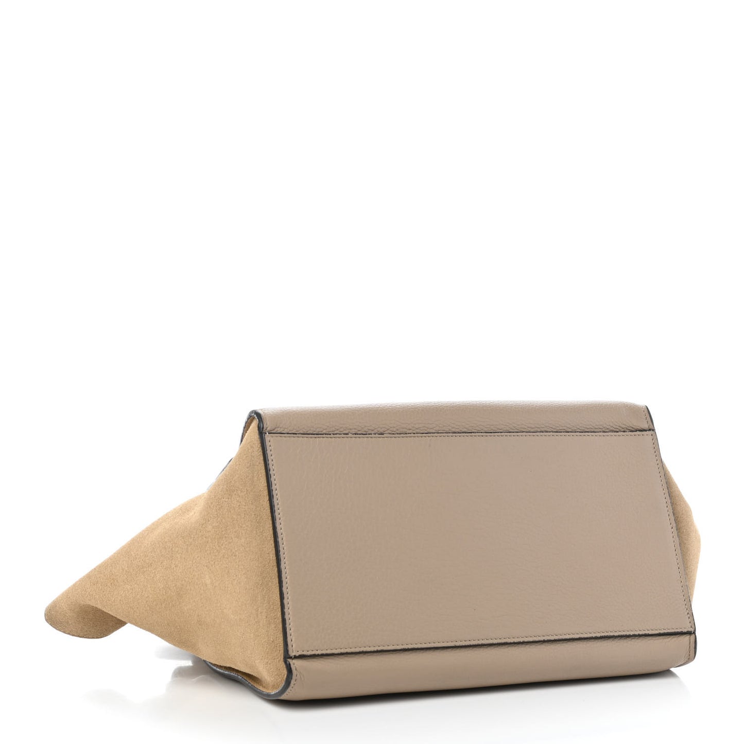 Drummed Calfskin Suede Small Trapeze Dune