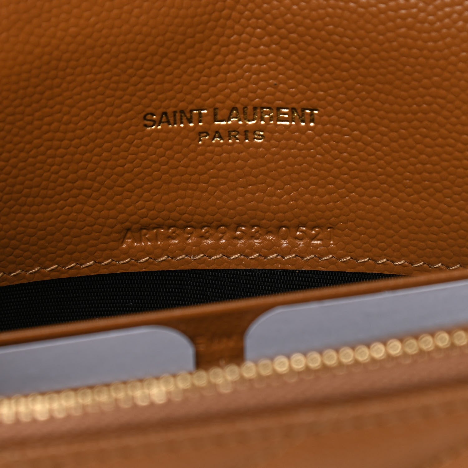 Saint Laurent Grain De Poudre Matelasse Chevron Monogram Envelope Chain Wallet Natural Dark 6 of 10
