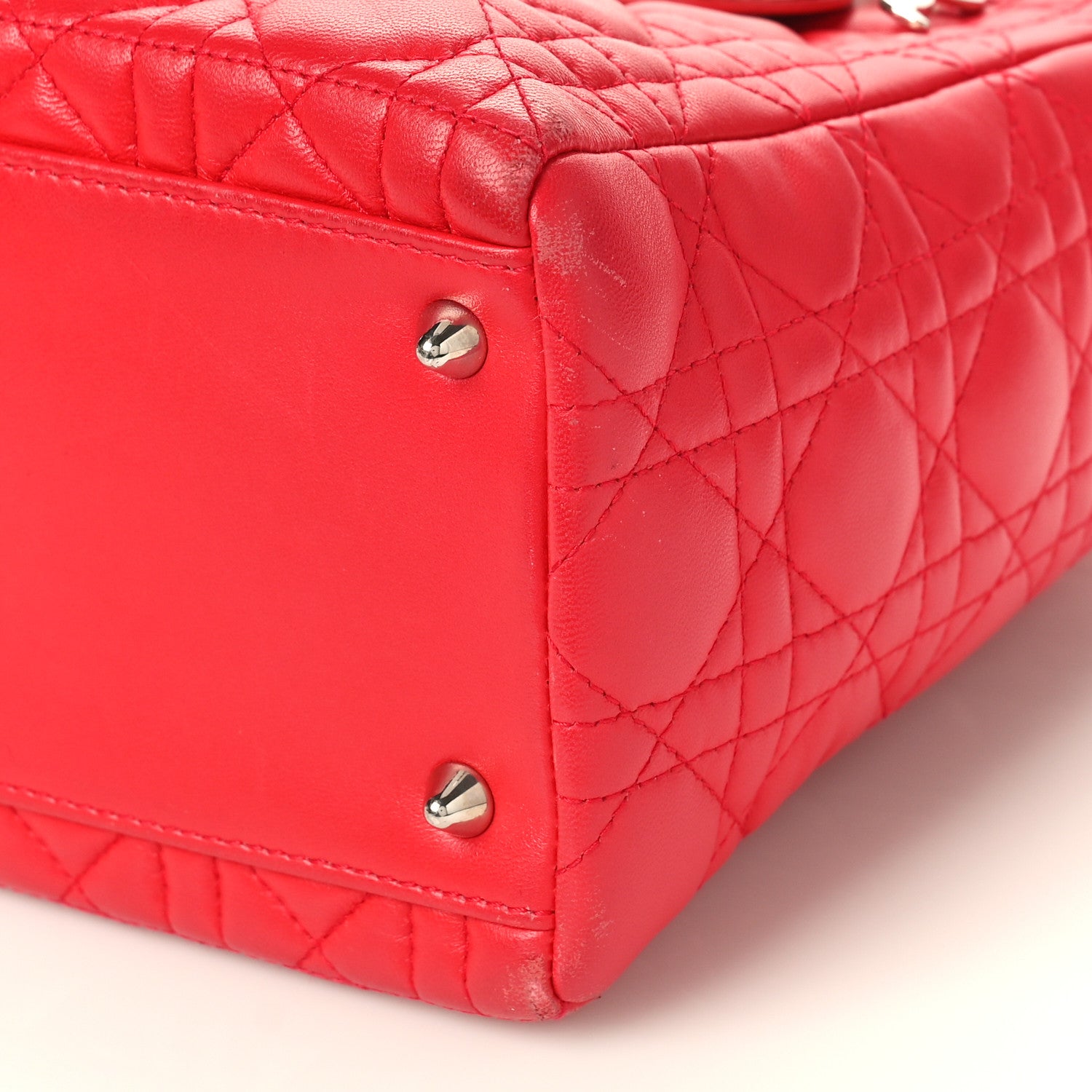 Christian Dior Lambskin Cannage Medium Lady Dior Red 8 of 11