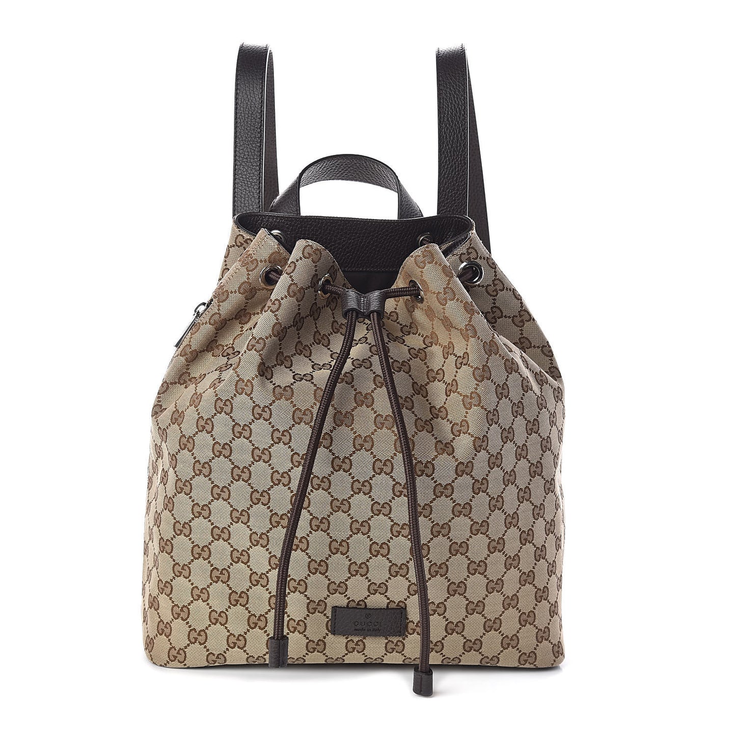 Monogram Dollar Calfskin O Drawstring Backpack Beige Ebony Testa di Moro Dark Chocolate