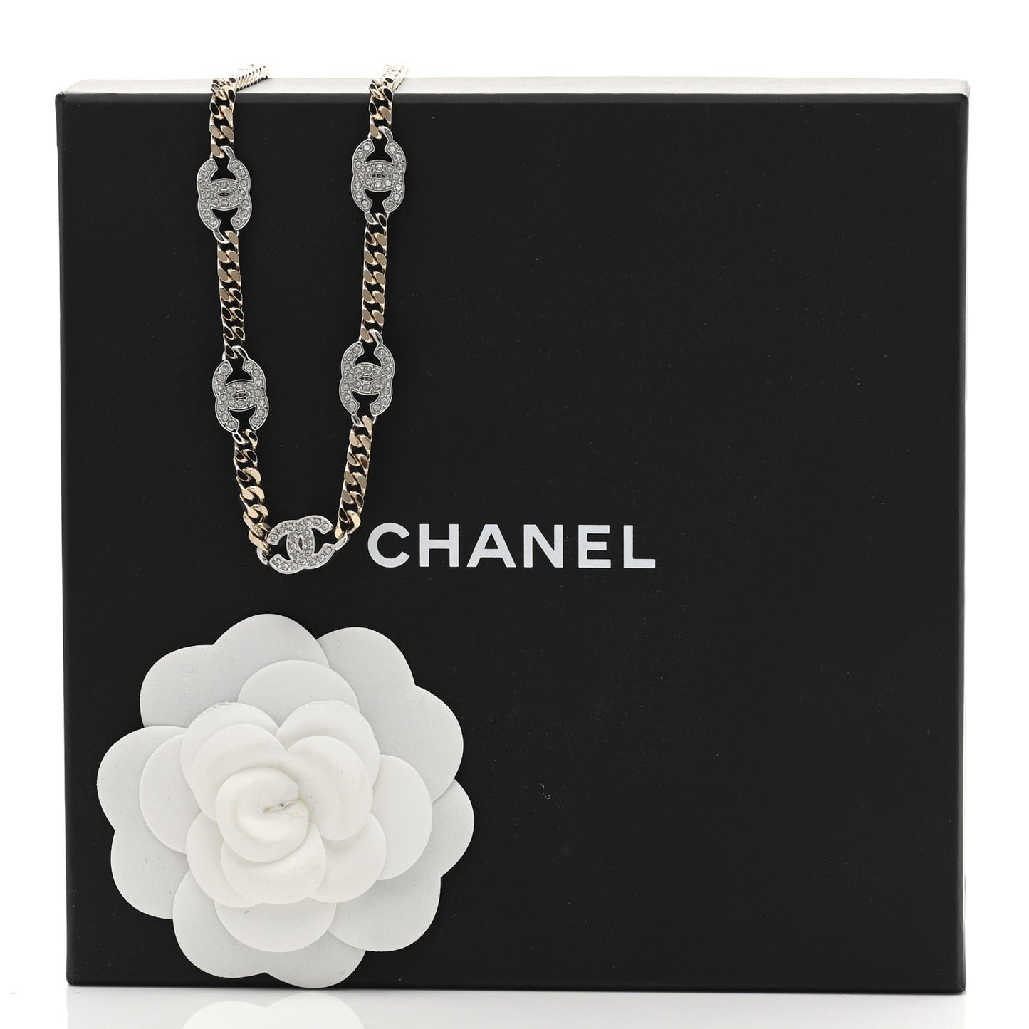 Crystal Chain CC Link Choker Gold Silver