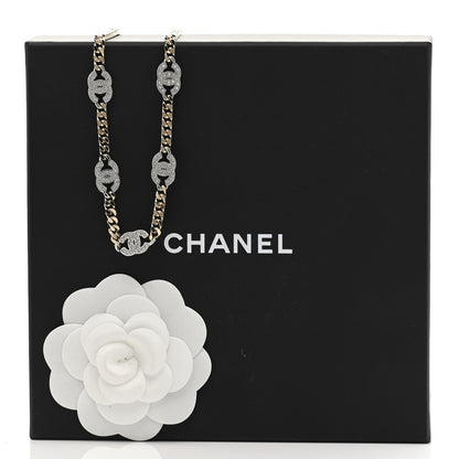 Chanel Crystal Chain CC Link Choker Gold Silver 7 of 7