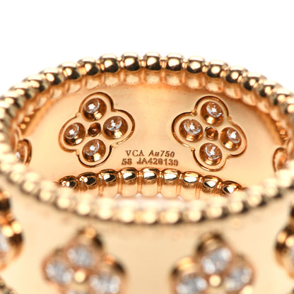 Van Cleef & Arpels 18K Yellow Gold Diamond Perlee Clovers Ring 58 8.5 5 of 7