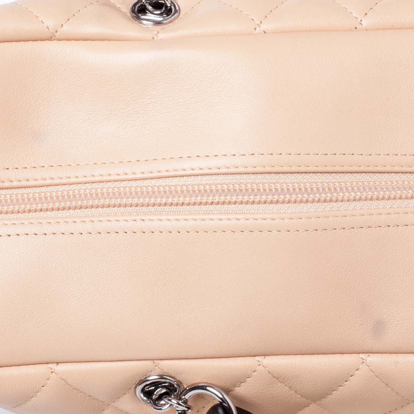Calfskin Quilted Large Cambon Bowler Beige Black