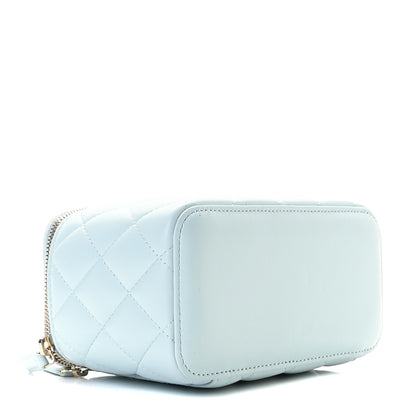 Chanel Lambskin Quilted Small Top Handle Vanity Case With Chain Light Blue 3 of 10