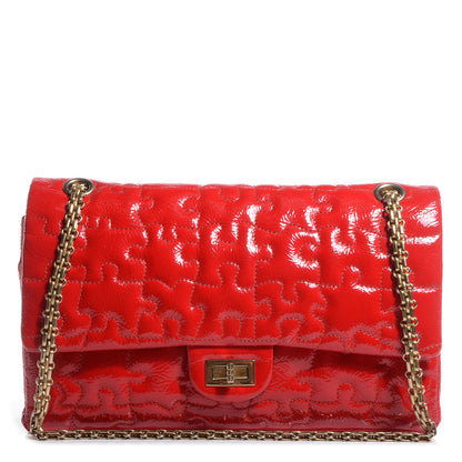 Chanel Crackled Patent Calfskin Puzzle 2.55 Reissue 226 Flap Red 1 of 9