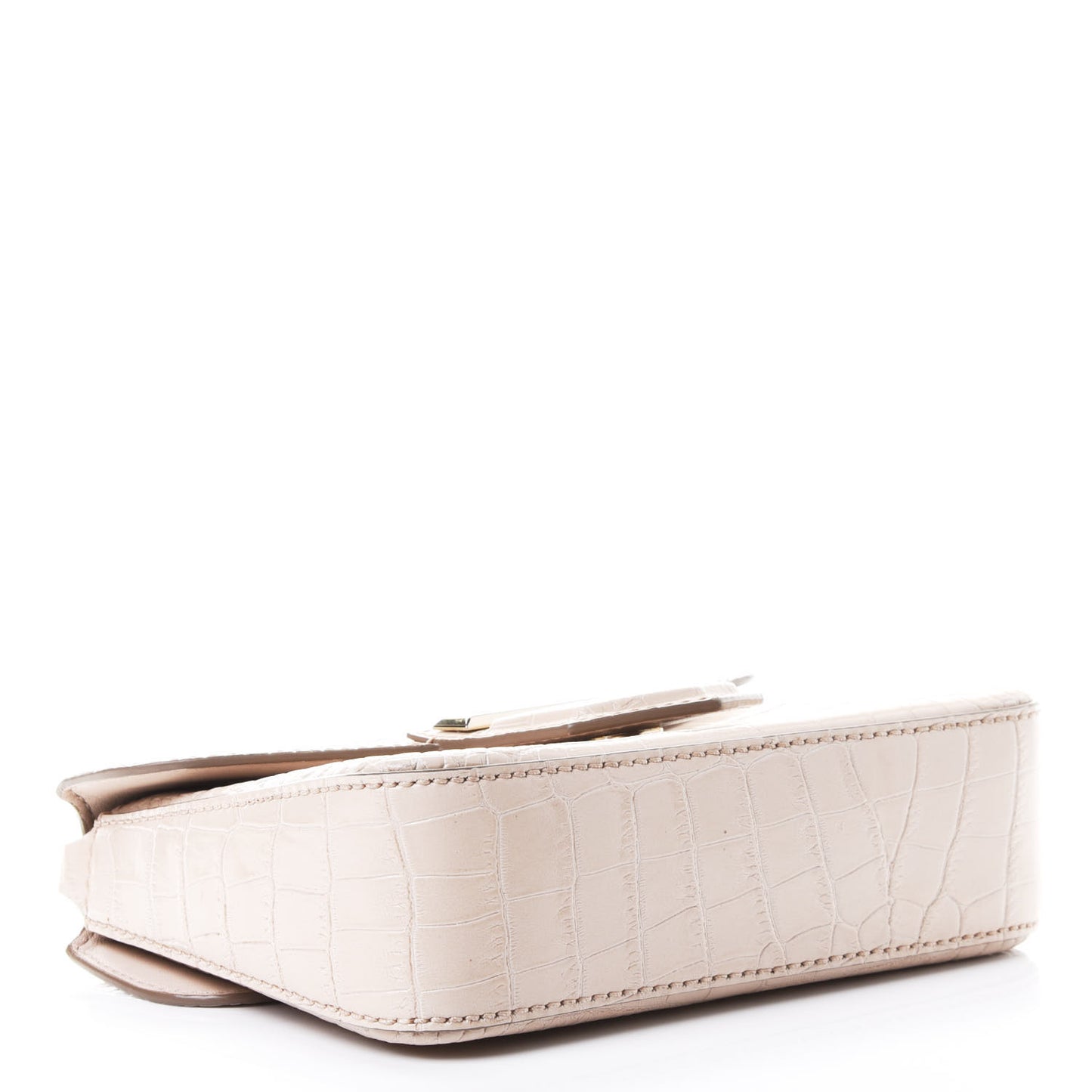 Calfskin Crocodile Embossed Mini Nobile Shoulder Bag Nude Pink
