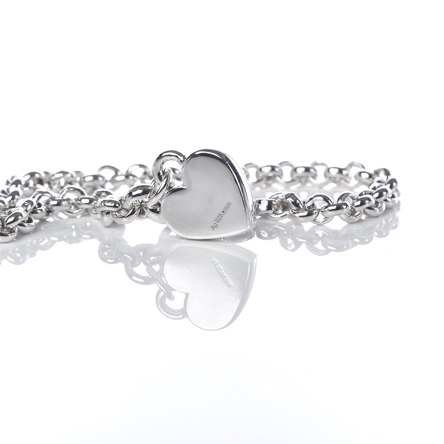 Gucci Sterling Silver Trademark Heart Charm Bracelet 5 of 6