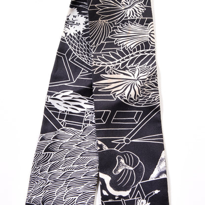 Hermes Silk Animapolis Twilly Black White 3 of 4