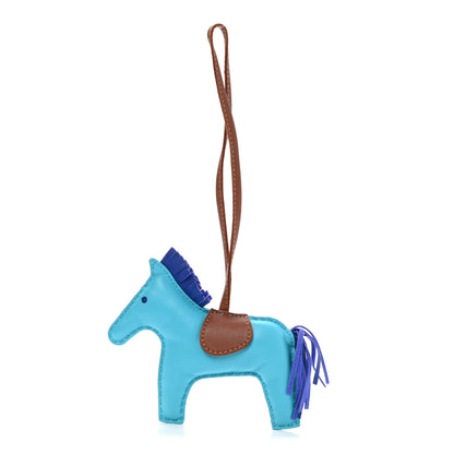 Hermes Milo Lambskin Grigri Rodeo Horse Bag Charm MM Bleu Azteque Bleu Electrique Fauve 1 of 3