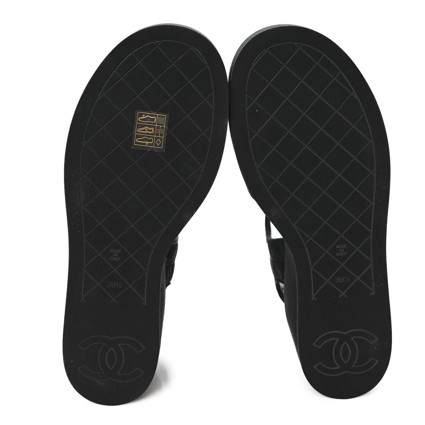 Grosgrain Quilted Crystal CC Platform Sandals 39.5 Black