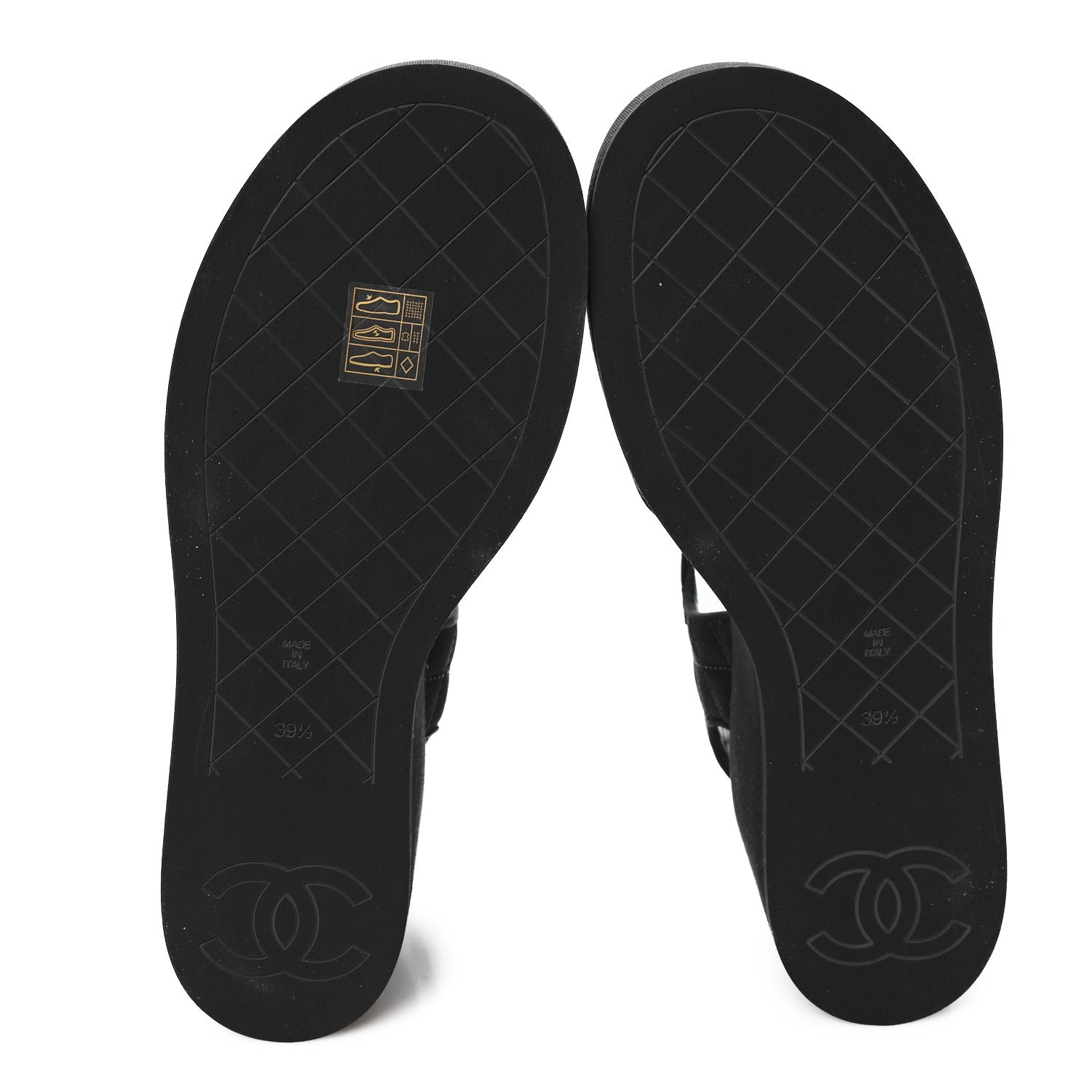 Chanel Grosgrain Quilted Crystal CC Platform Sandals 39.5 Black 6 of 10