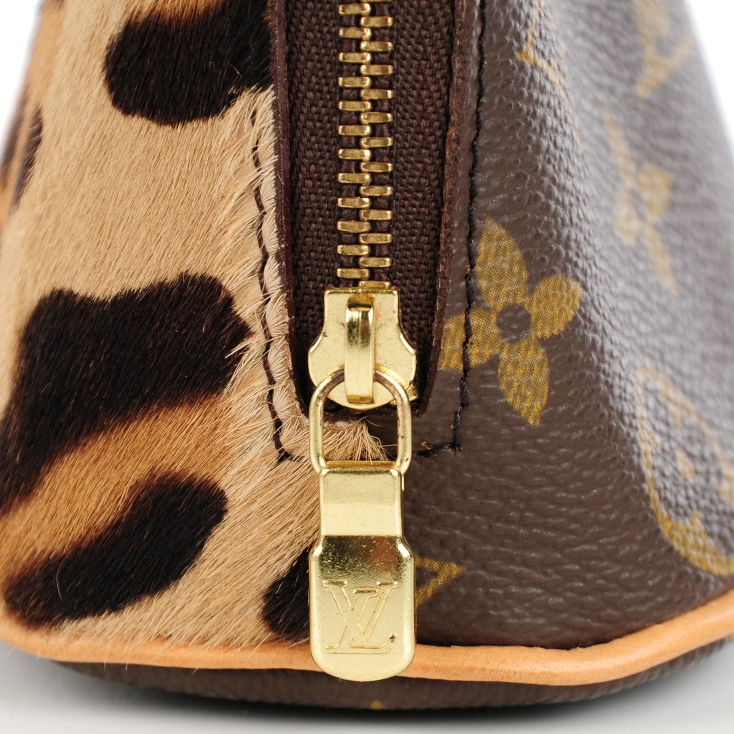 Monogram Leopard Print Pony Hair Azzedine Alaia Cosmetic Pouch