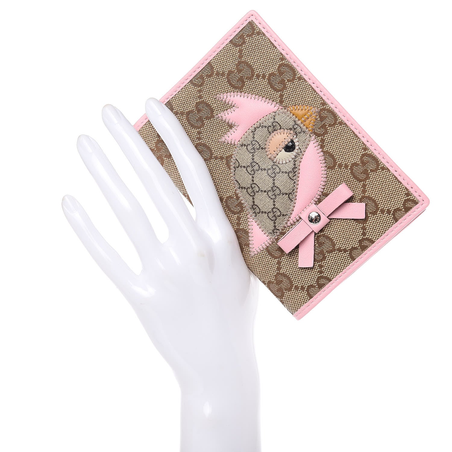 Gucci GG Monogram Mini Zoo Bird Passport Case Pink 411931