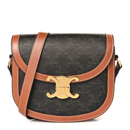 Celine Canvas Calfskin Triomphe Teen Besace Tan 1 of 9