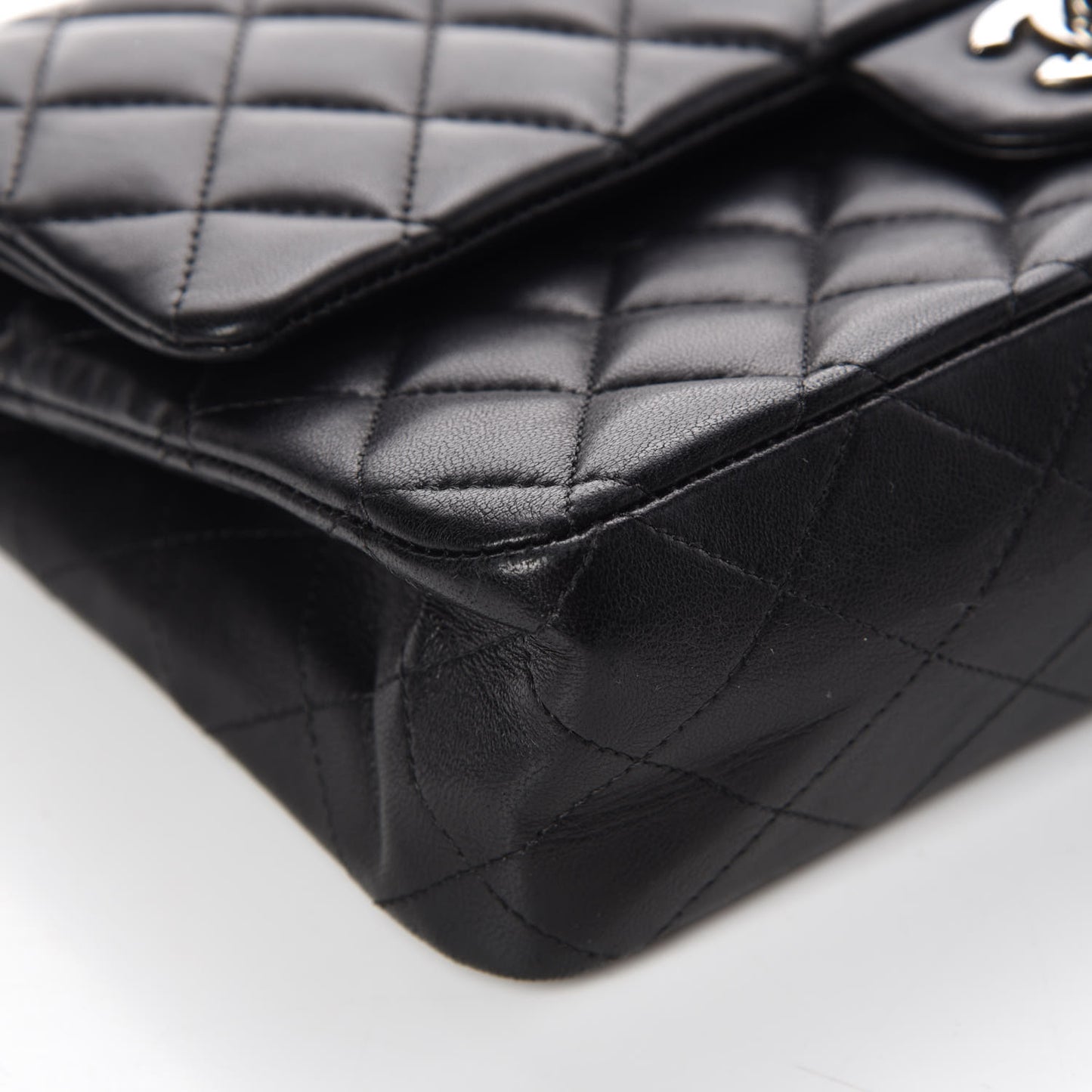 Lambskin Quilted Medium Double Flap Black