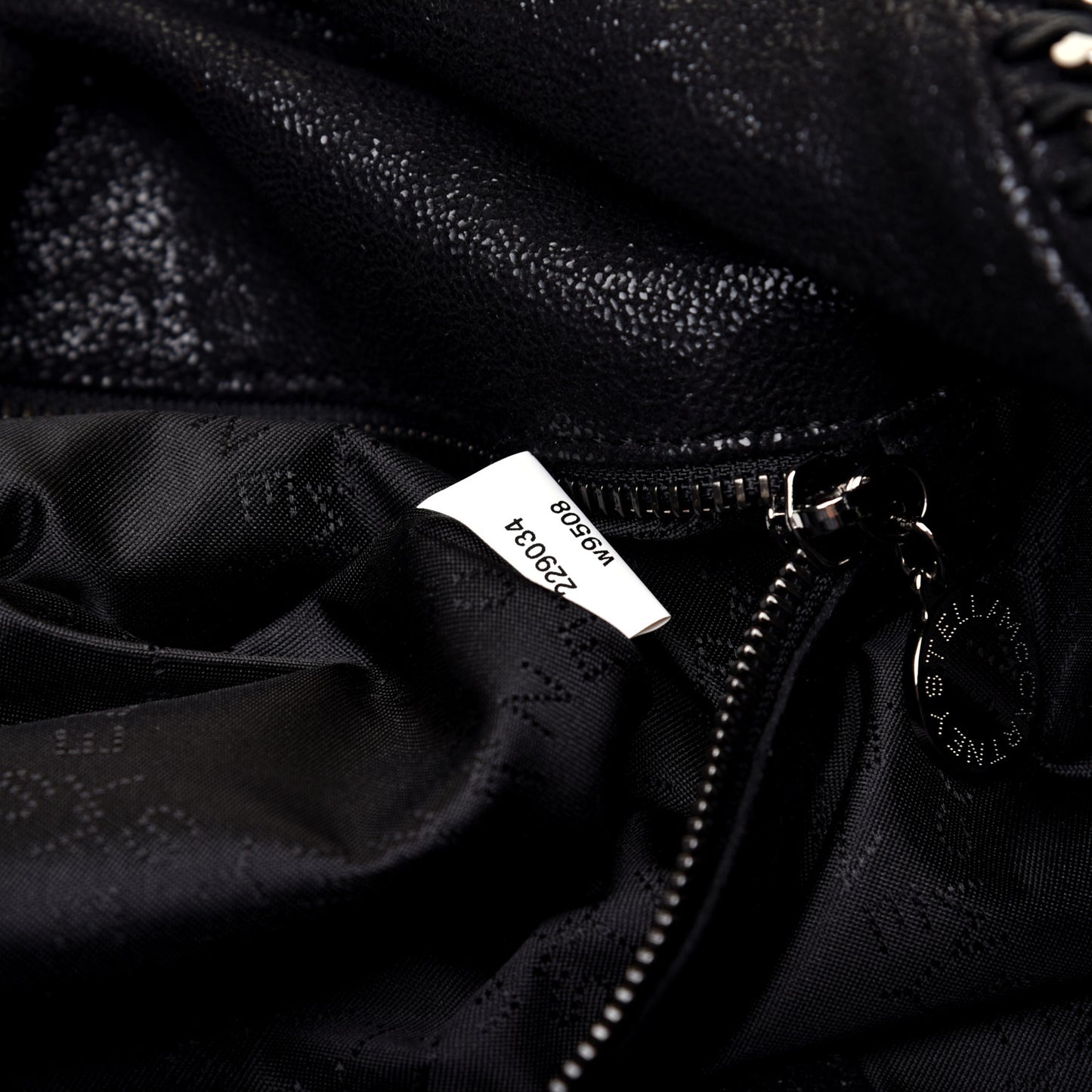 Eco Fur Houndstooth Big Falabella Fold Over Tote Black White