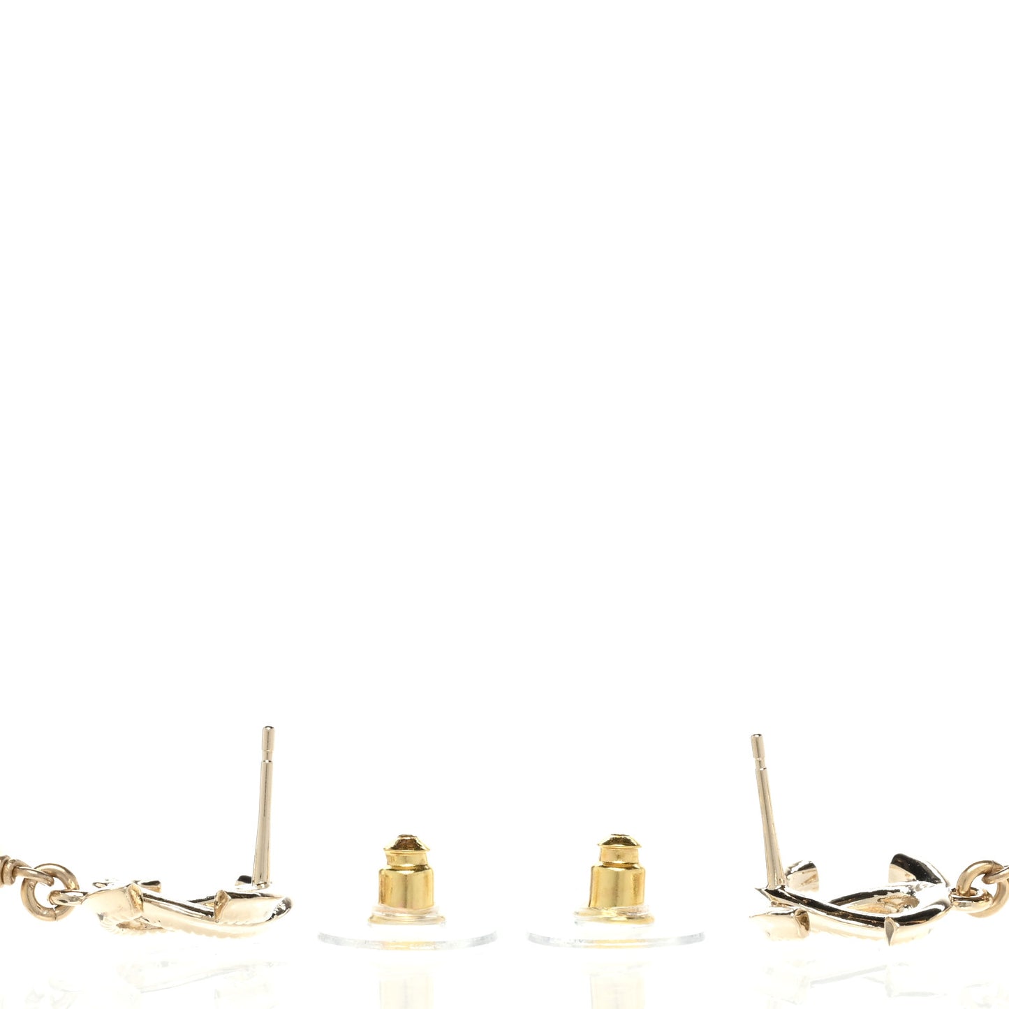 Pearl CC Heart Drop Earrings Gold