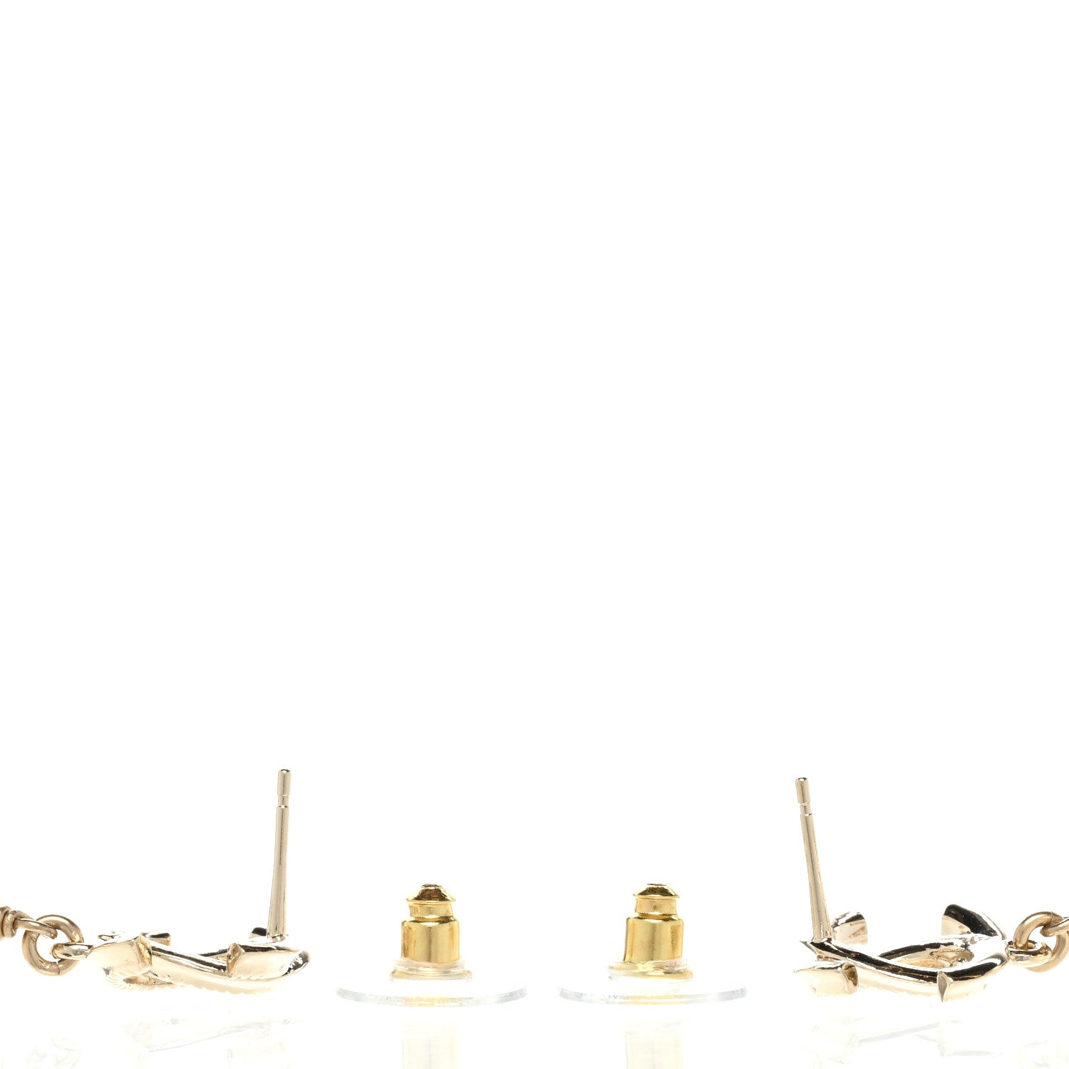 Chanel Pearl CC Heart Drop Earrings Gold 3 of 5