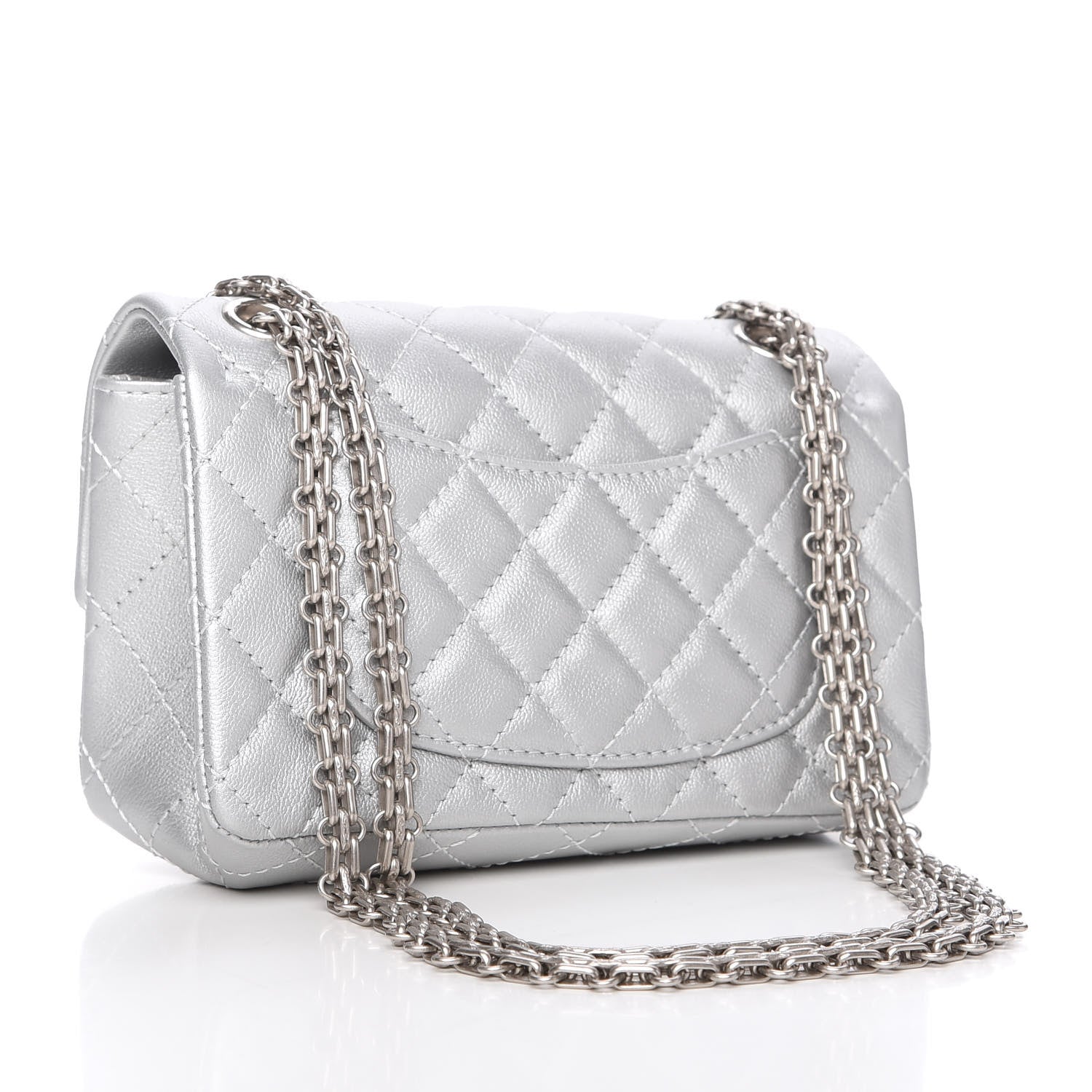 Chanel Metallic Grained Calfskin Quilted 2.55 Reissue Mini Flap Silver 3 of 11