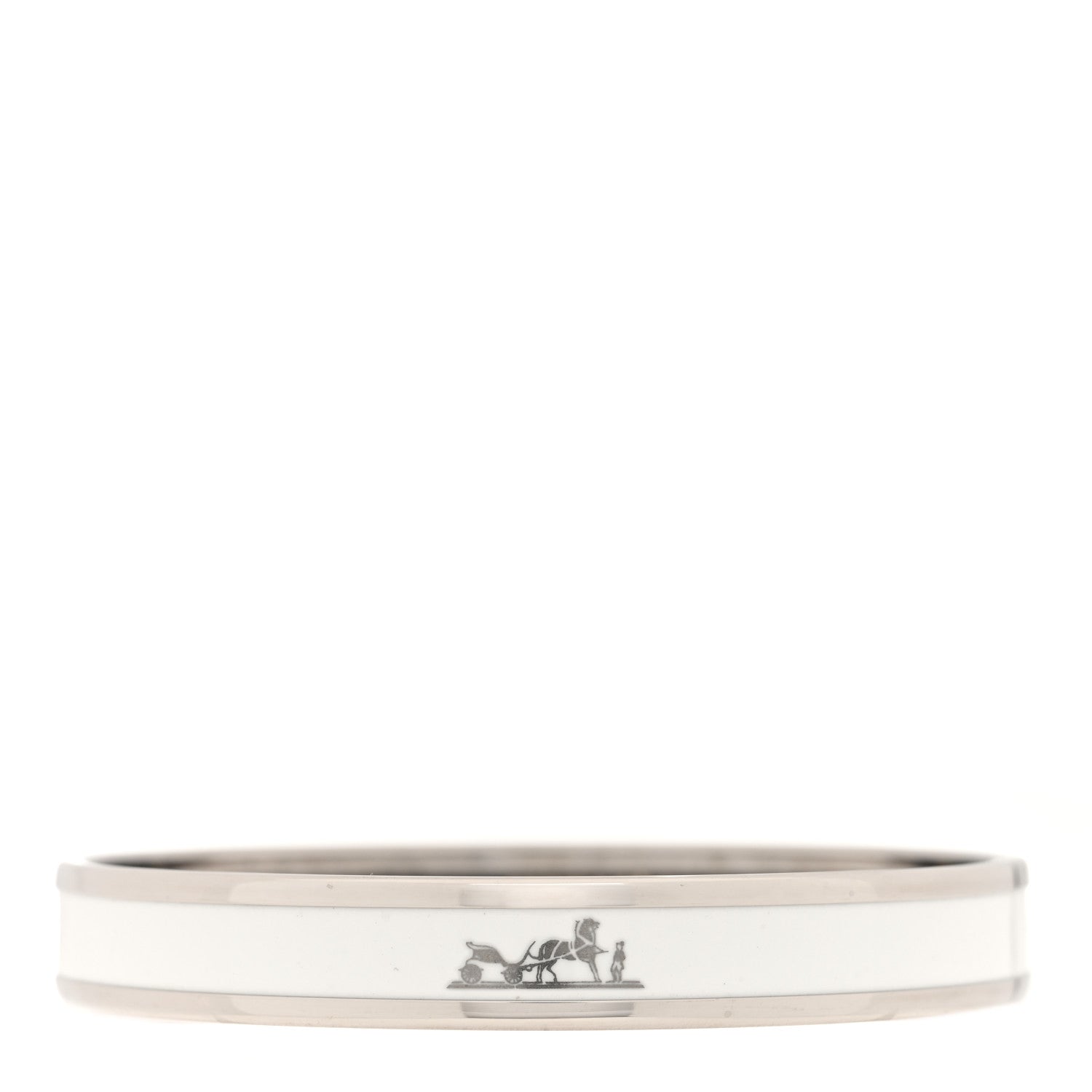 Hermes Enamel Printed Narrow Caleche Bracelet 62 White 1 of 5