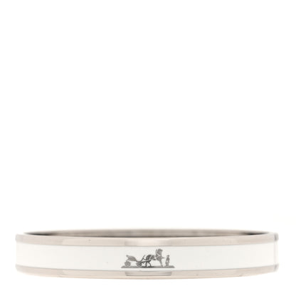 Hermes Enamel Printed Narrow Caleche Bracelet 62 White 1 of 5