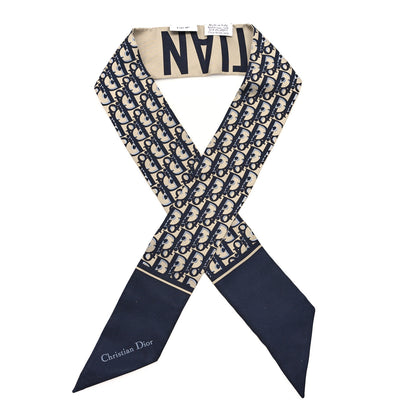 Christian Dior Silk Oblique Mitzah Scarf Bleu Marine 1 of 3