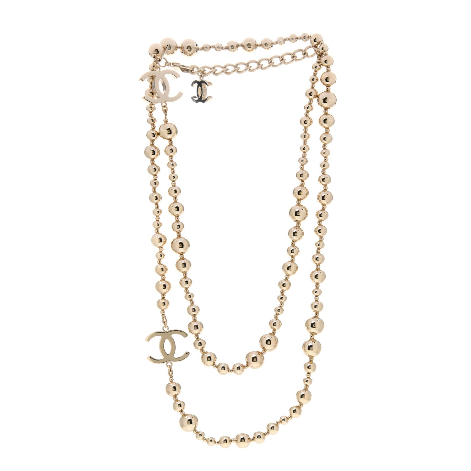 Chanel Metal Bead CC Long Necklace Gold 3 of 5