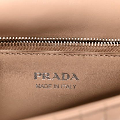 Prada Soft Calfskin Impunture Diagramme Large Chain Flap Shoulder Bag Cipria 6 of 10