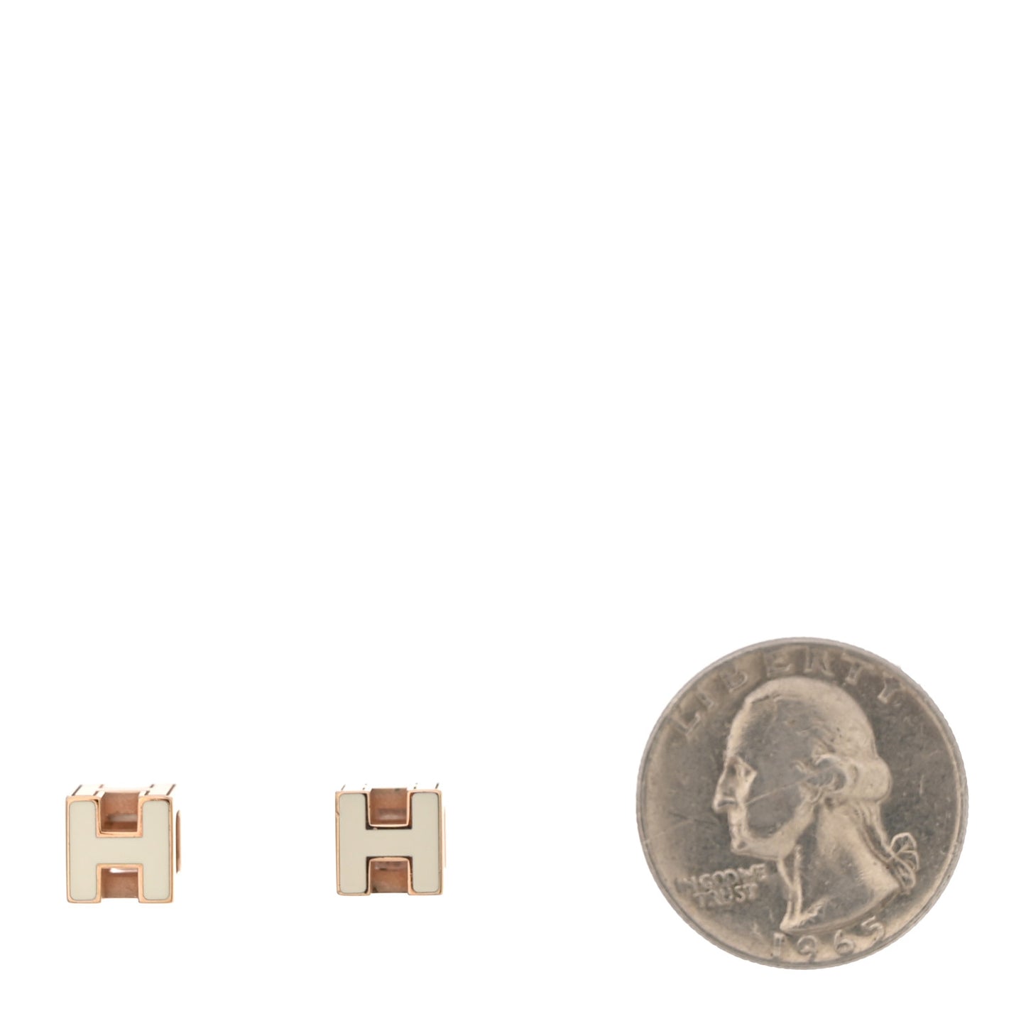 Gold Lacquered Cage d'H Earrings Ecru