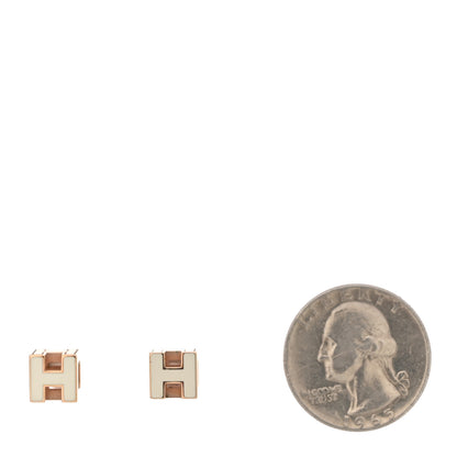 Hermes Gold Lacquered Cage d'H Earrings Ecru 2 of 5
