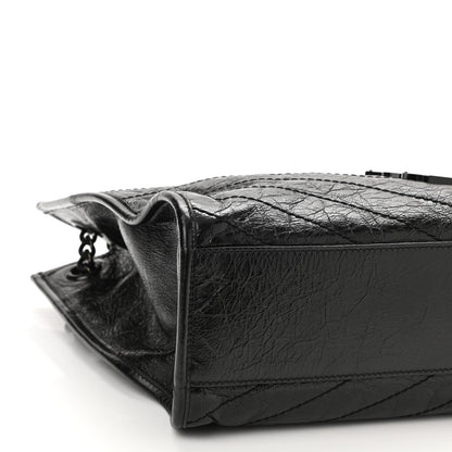 Saint Laurent Crinkled Calfskin Matelasse Monogram Medium Niki Shopper Tote Black 9 of 10