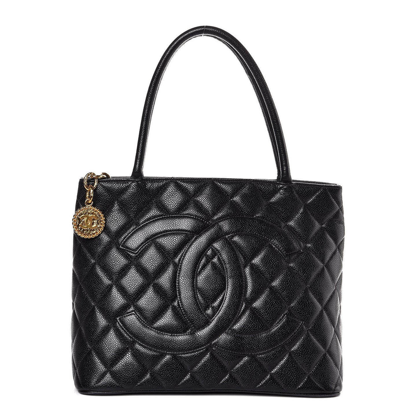 Caviar Quilted Medallion Tote Black