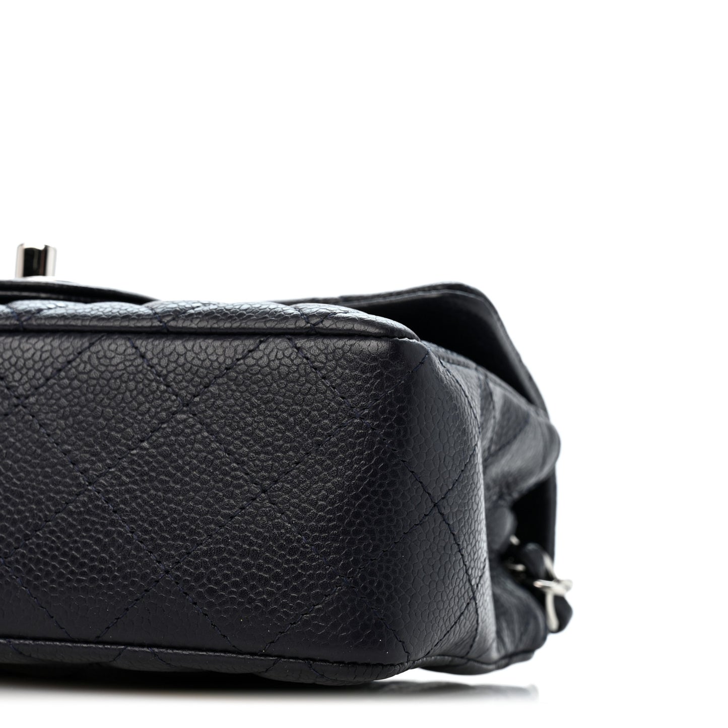 Caviar Quilted Mini Rectangular Flap Navy