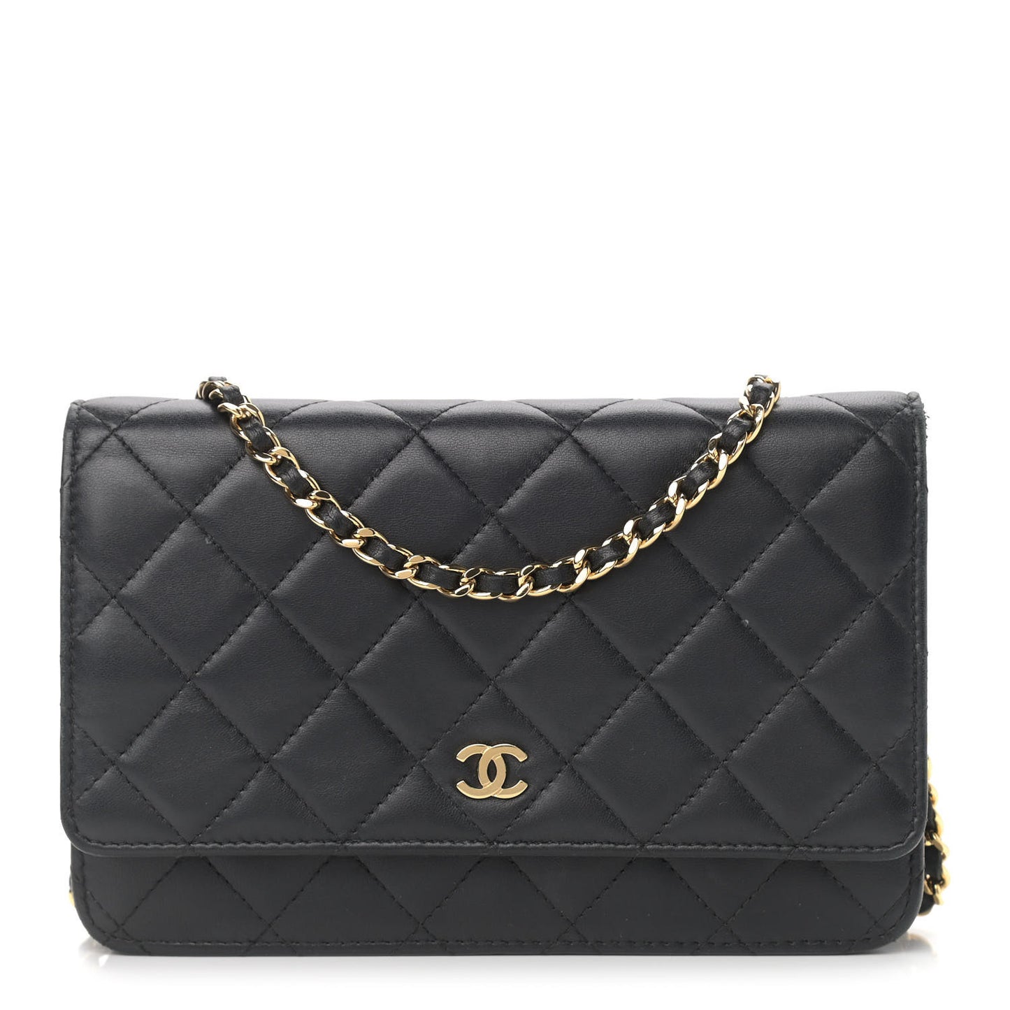Lambskin Quilted Wallet On Chain WOC Black