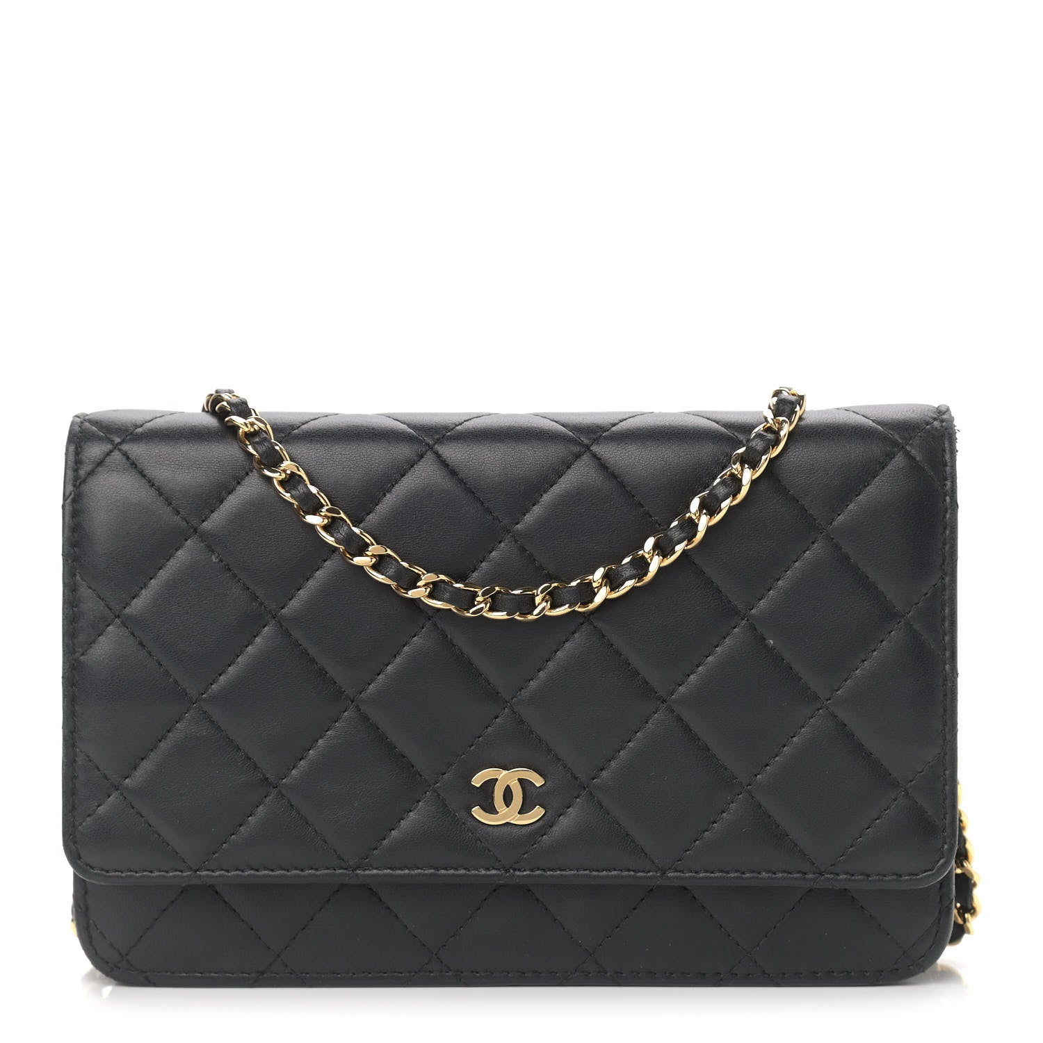 Chanel Lambskin Quilted Wallet On Chain WOC Black 1 of 12