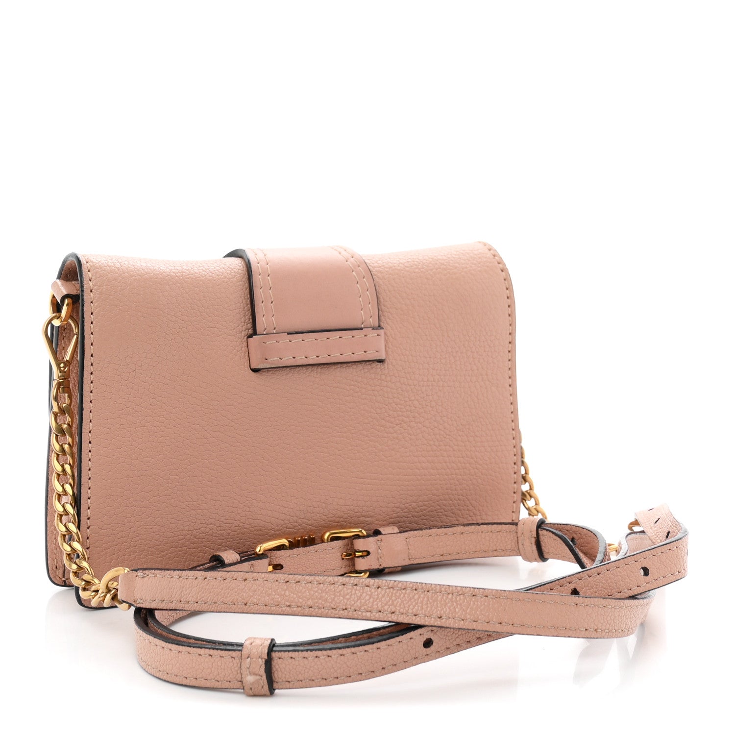 Miu Miu Goatskin Madras Soft Calfskin Crystal Pearl Embellished Shoulder Bag Orchidea 3 of 13
