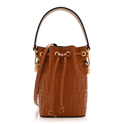 Fendi Vitello Liberty F is Fendi FF 1974 Embossed Mini Mon Tresor Bucket Bag Brandy 1 of 11