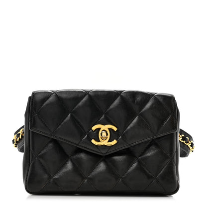 Chanel Lambskin Quilted Flap Waist Belt Bag 70 28 Black 1 of 11