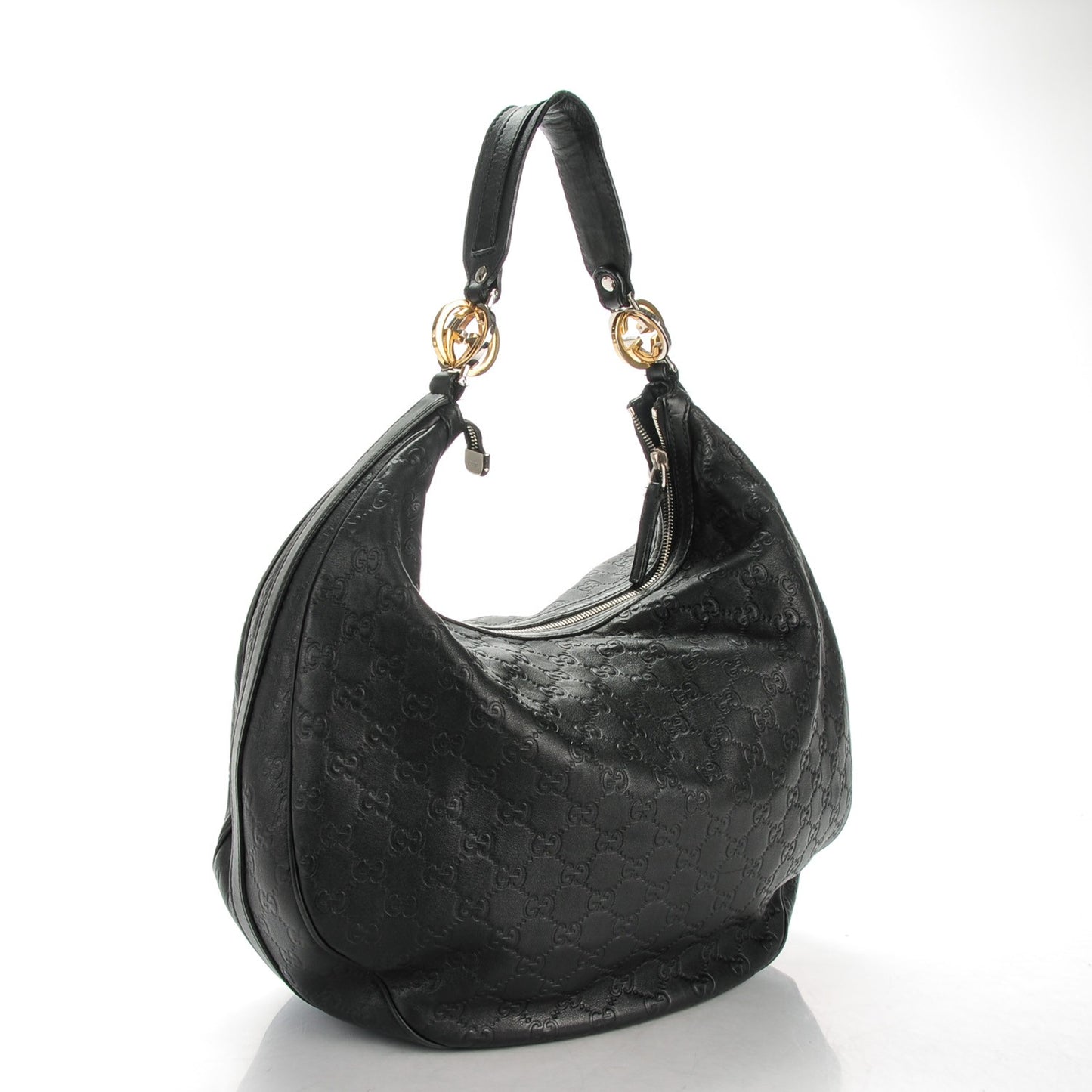 Guccissima Large GG Twins Hobo Black