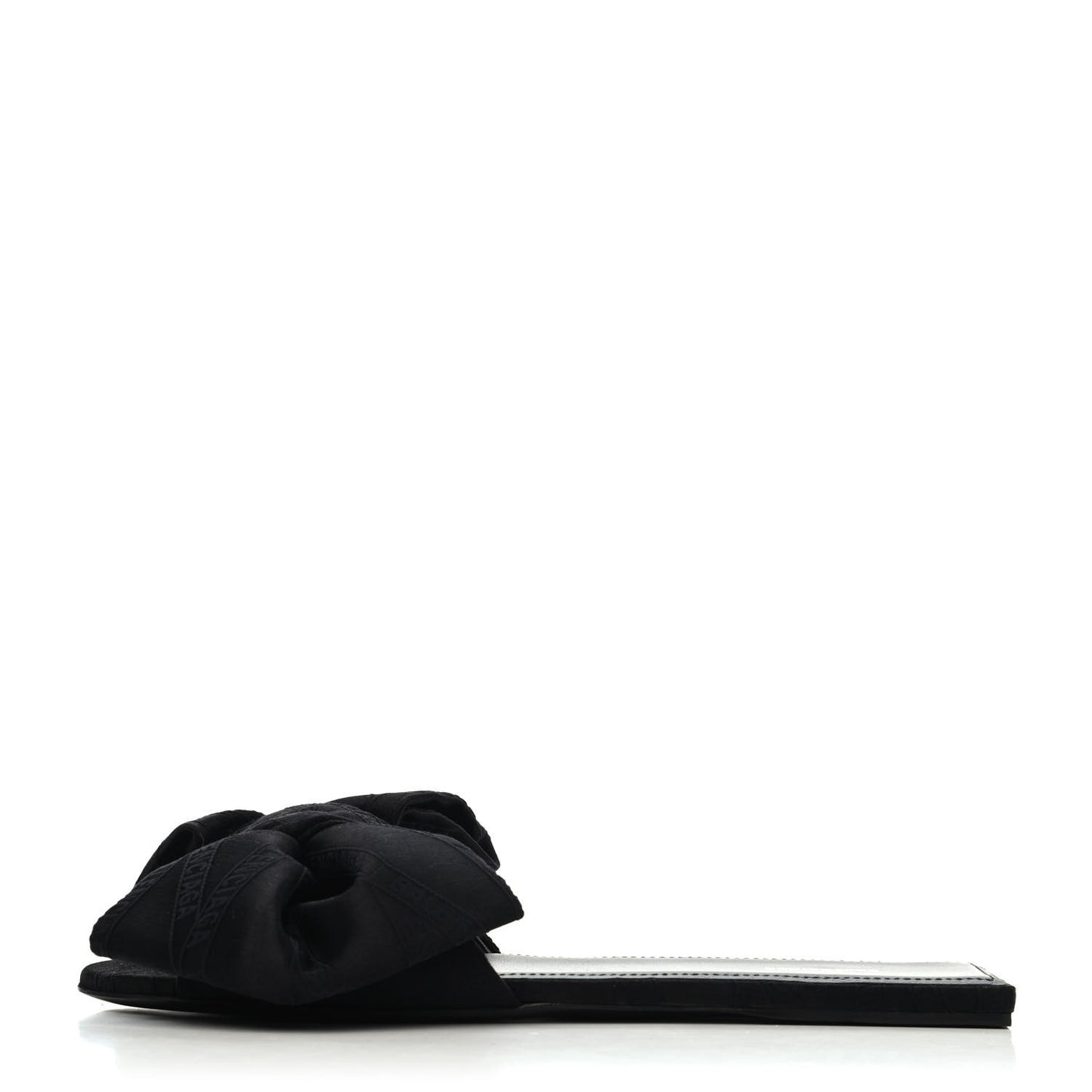Silk BB Printed Square Knife Bow Flat Mules 37 Black